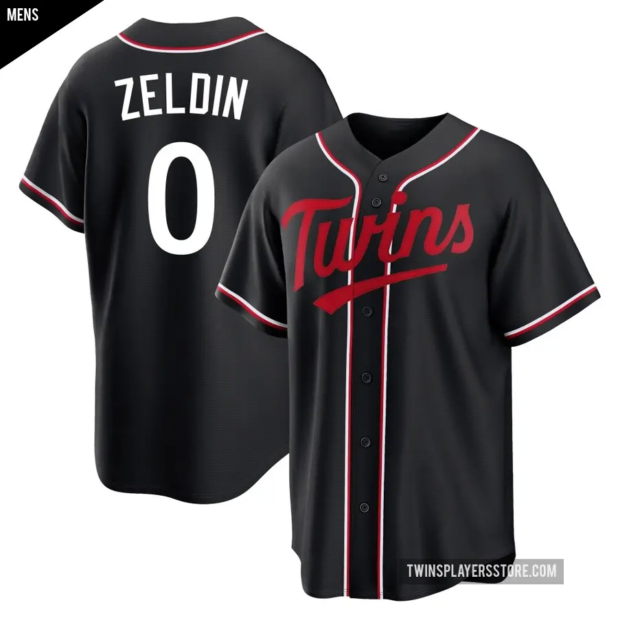 Men's Minnesota Twins ＃0 Brian Zeldin Replica Black Fashion Out Jersey