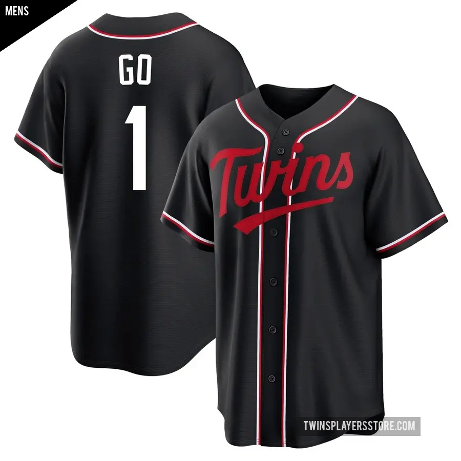 Men's Minnesota Twins ＃1 Woo-Suk Go Replica Black Fashion Out Jersey