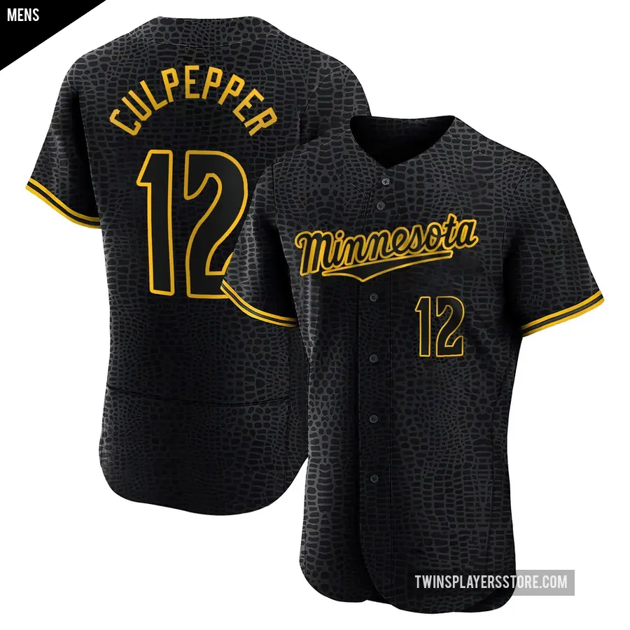 Men's Minnesota Twins ＃12 Kaelen Culpepper Authentic Black Snake Skin City Jersey