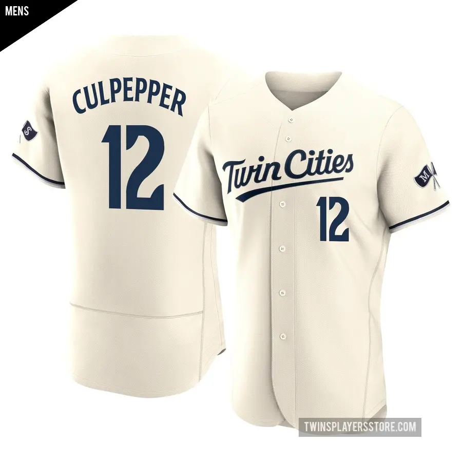 Men's Minnesota Twins ＃12 Kaelen Culpepper Authentic Cream Alternate 2023 Jersey