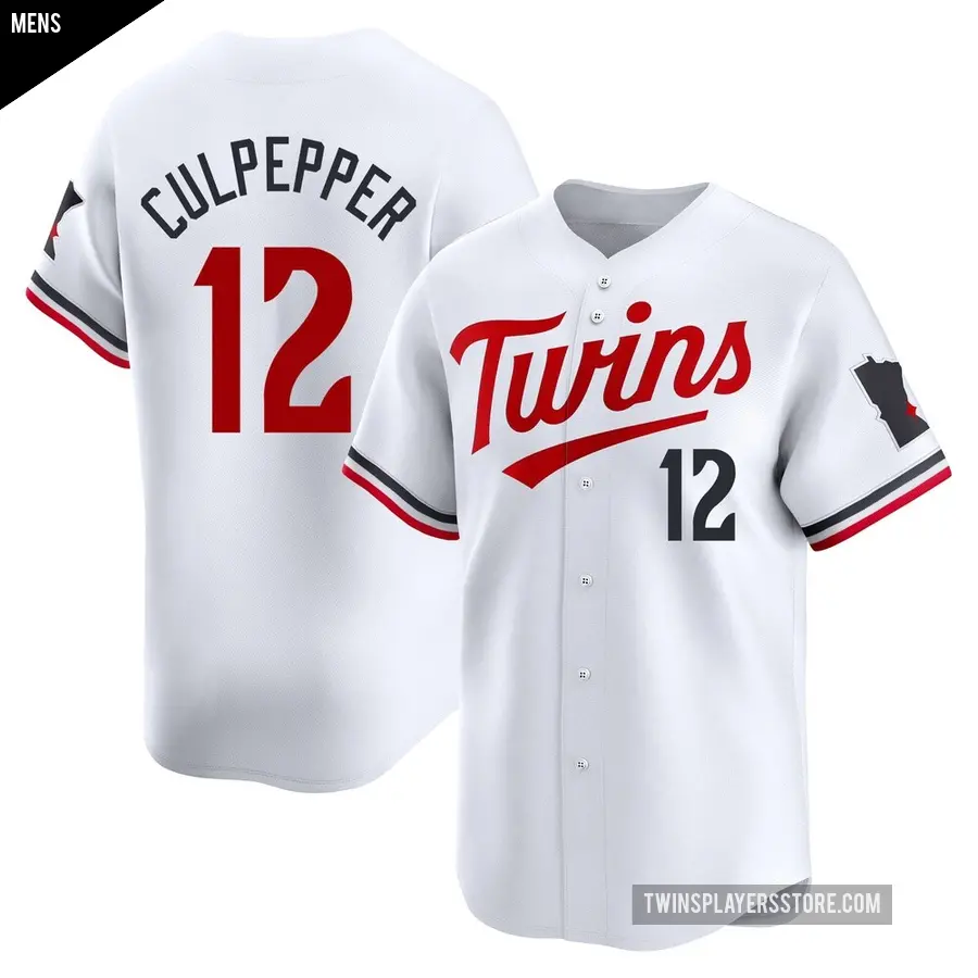 Men's Minnesota Twins ＃12 Kaelen Culpepper Limited White Home Jersey