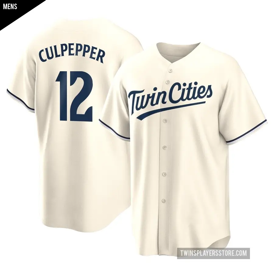 Men's Minnesota Twins ＃12 Kaelen Culpepper Replica Cream Alternate Jersey