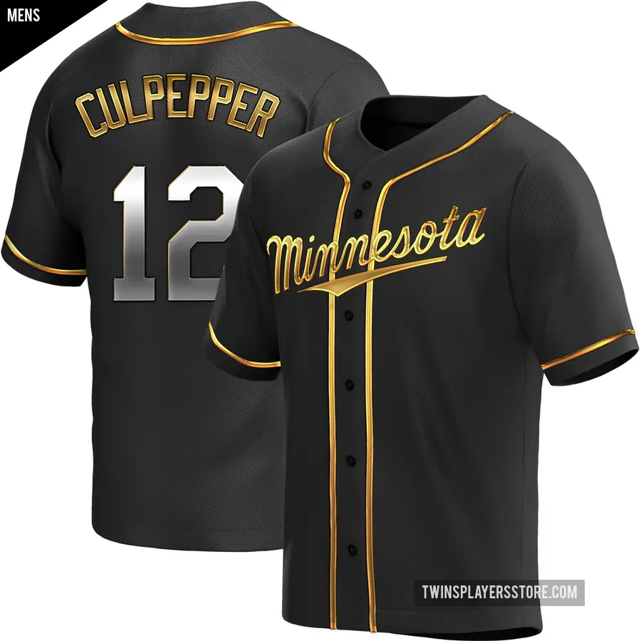 Men's Minnesota Twins ＃12 Kaelen Culpepper Replica Gold Black en Alternate Jersey