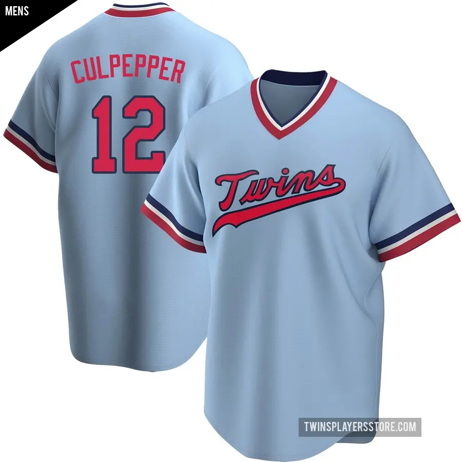 Men's Minnesota Twins ＃12 Kaelen Culpepper Replica Light Blue Road Cooperstown Collection Jersey