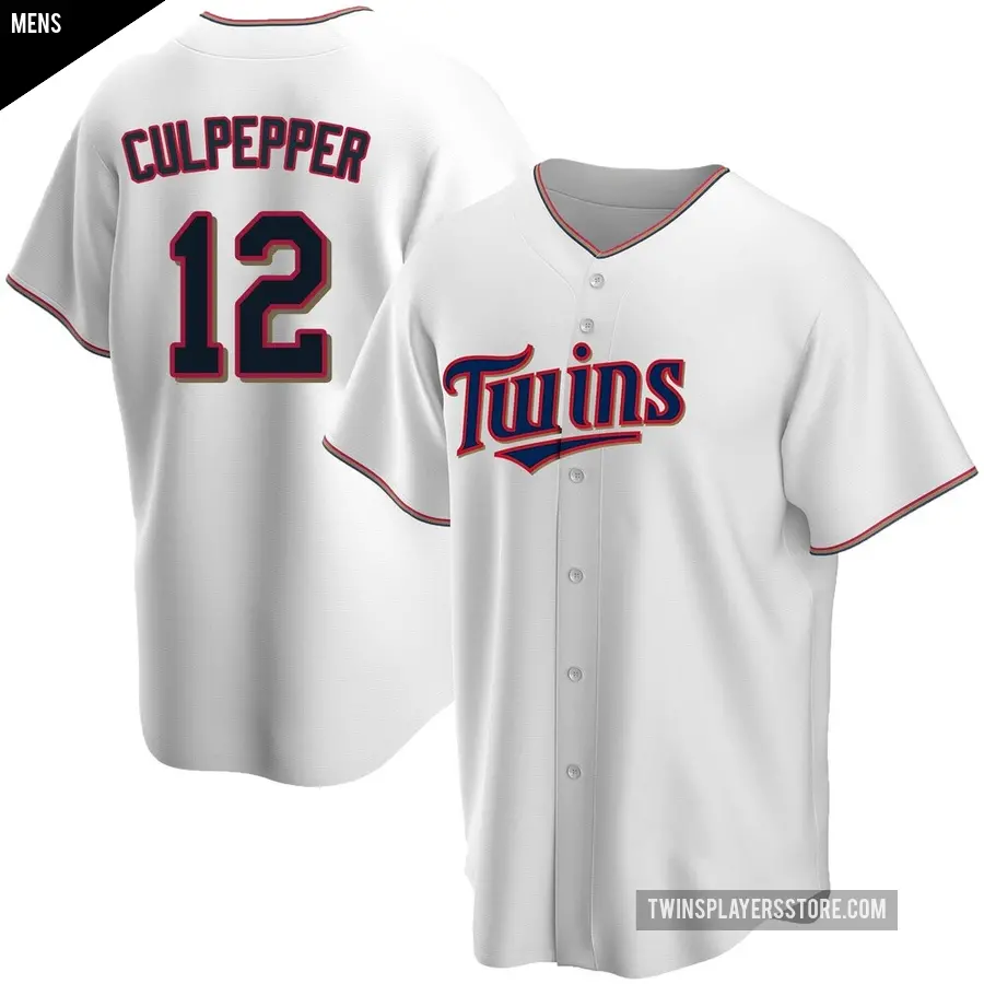 Men's Minnesota Twins ＃12 Kaelen Culpepper Replica White Home Jersey