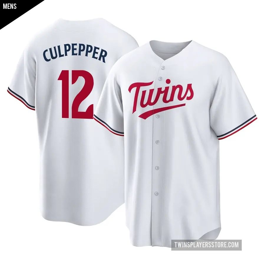 Men's Minnesota Twins ＃12 Kaelen Culpepper Replica White Home Jersey