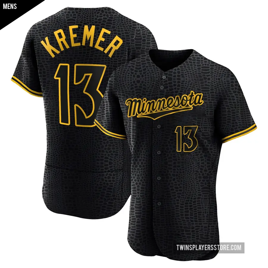 Men's Minnesota Twins ＃13 Dean Kremer Authentic Black Snake Skin City Jersey