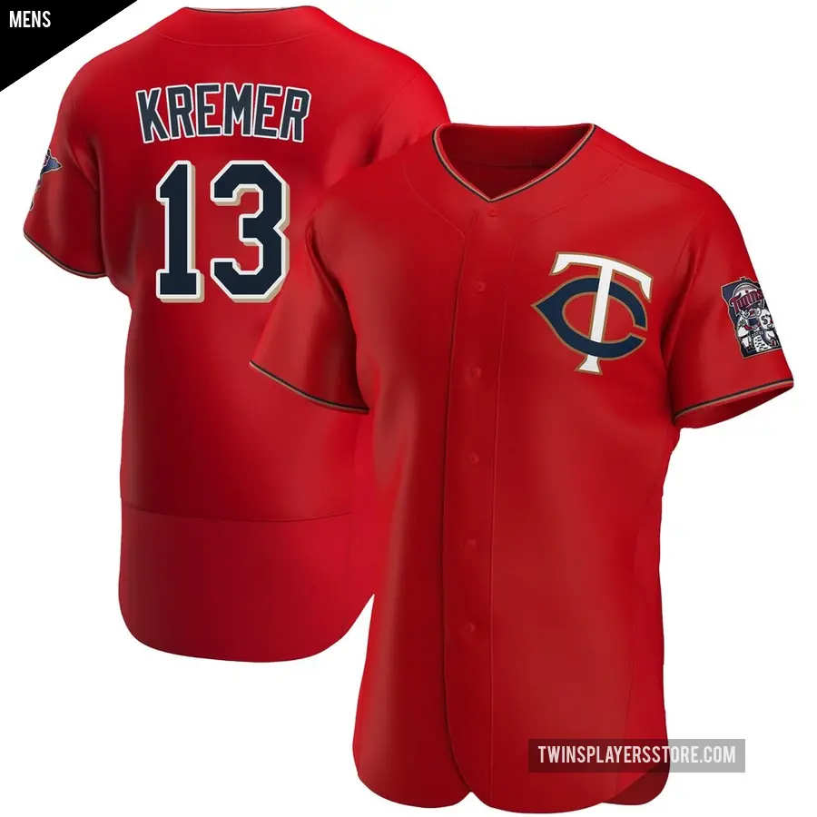 Men's Minnesota Twins ＃13 Dean Kremer Authentic Red Alternate Jersey