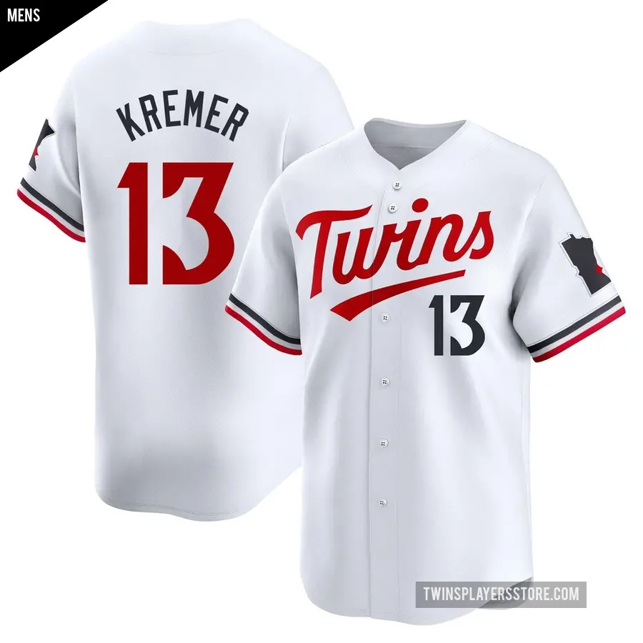 Men's Minnesota Twins ＃13 Dean Kremer Limited White Home Jersey