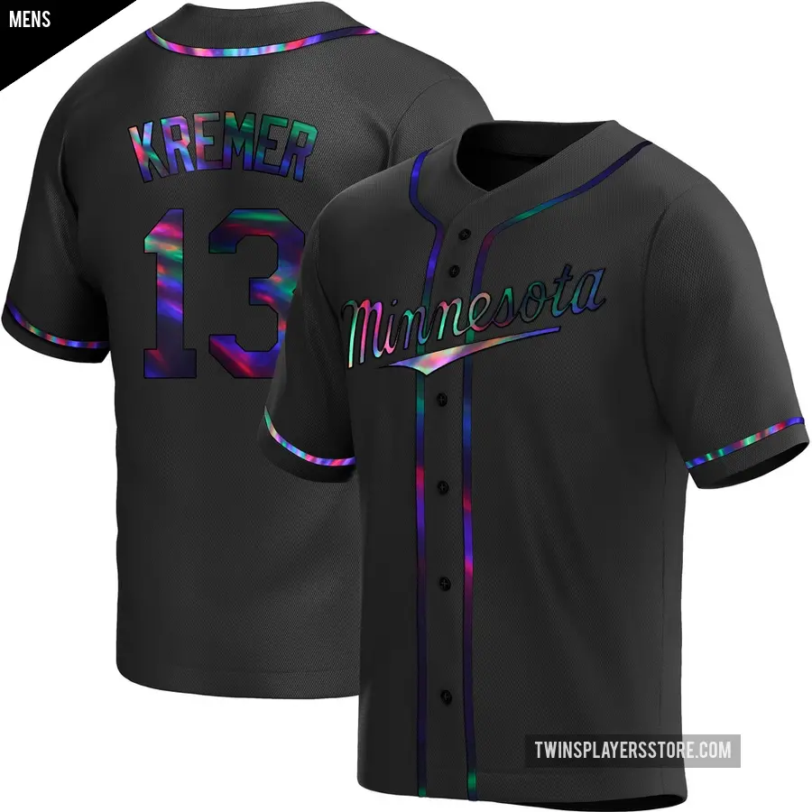 Men's Minnesota Twins ＃13 Dean Kremer Replica Black Holographic Alternate Jersey