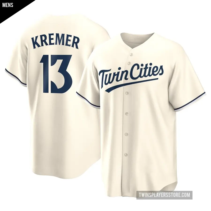 Men's Minnesota Twins ＃13 Dean Kremer Replica Cream Alternate Jersey
