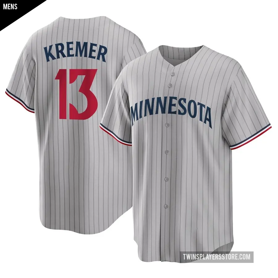 Men's Minnesota Twins ＃13 Dean Kremer Replica Gray Road Jersey
