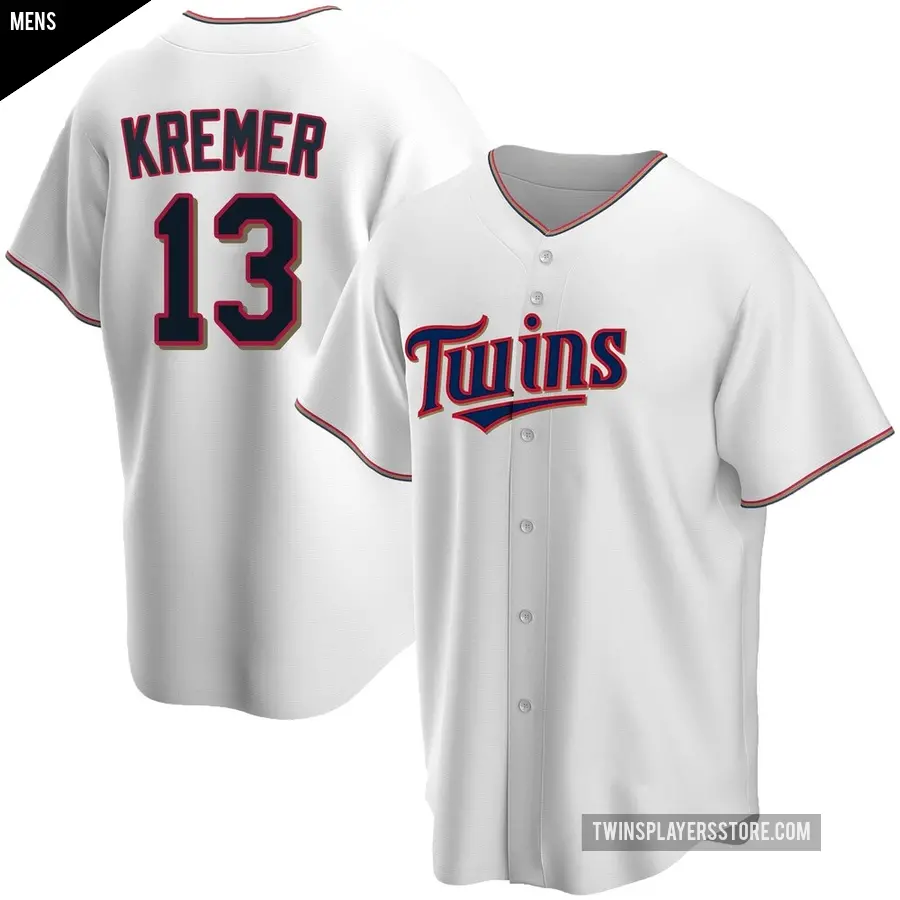 Men's Minnesota Twins ＃13 Dean Kremer Replica White Home Jersey
