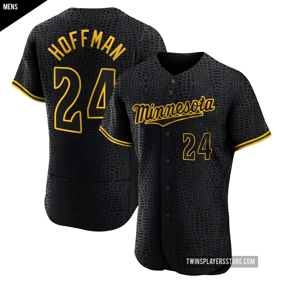 Men's Minnesota Twins ＃24 Jeff Hoffman Authentic Black Snake Skin City Jersey