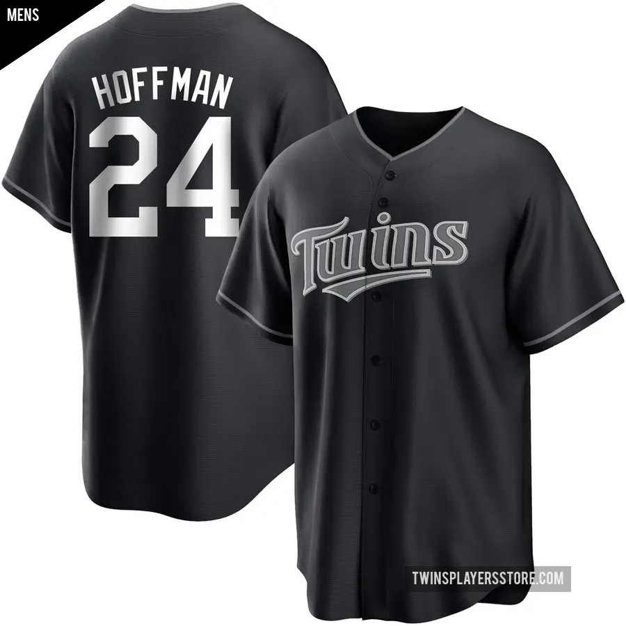 Men's Minnesota Twins ＃24 Jeff Hoffman Replica Black/White Jersey