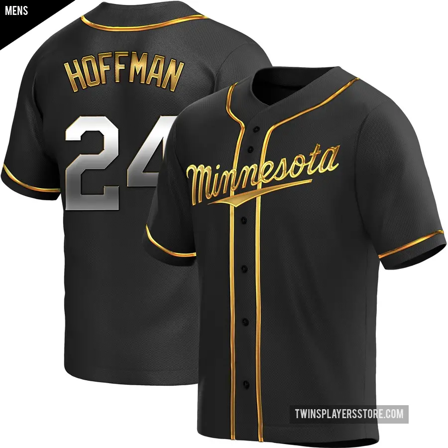 Men's Minnesota Twins ＃24 Jeff Hoffman Replica Gold Black en Alternate Jersey