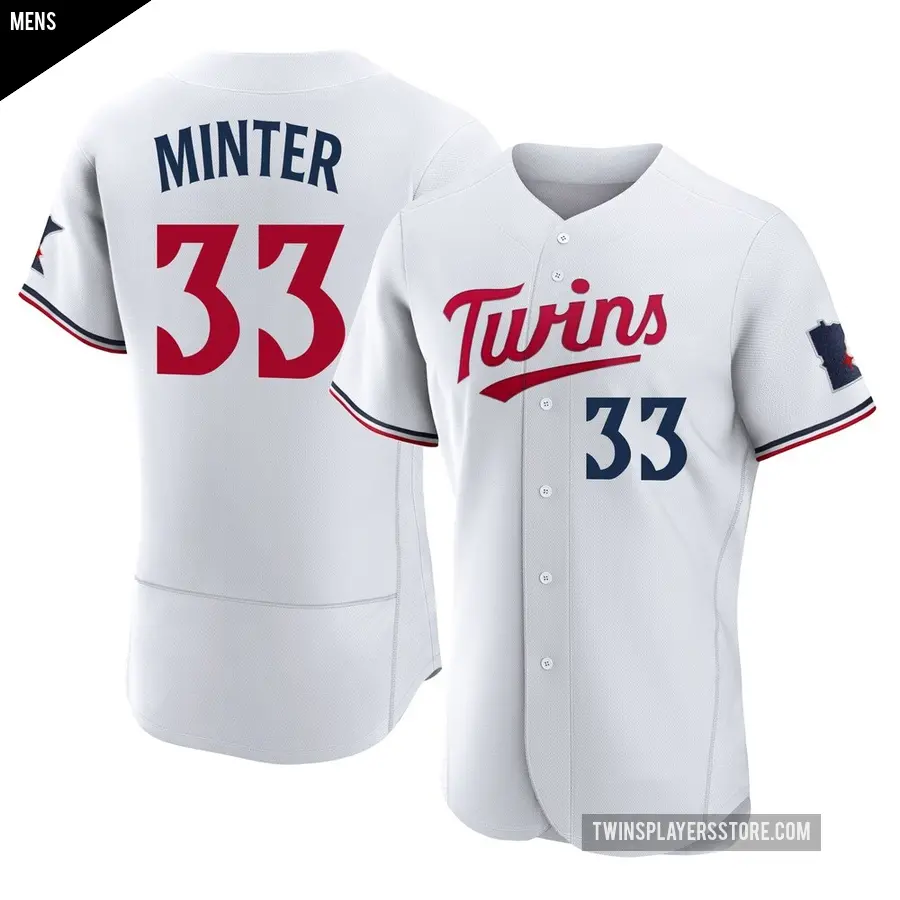 Men's Minnesota Twins ＃33 A.J. Minter Authentic White Home Jersey