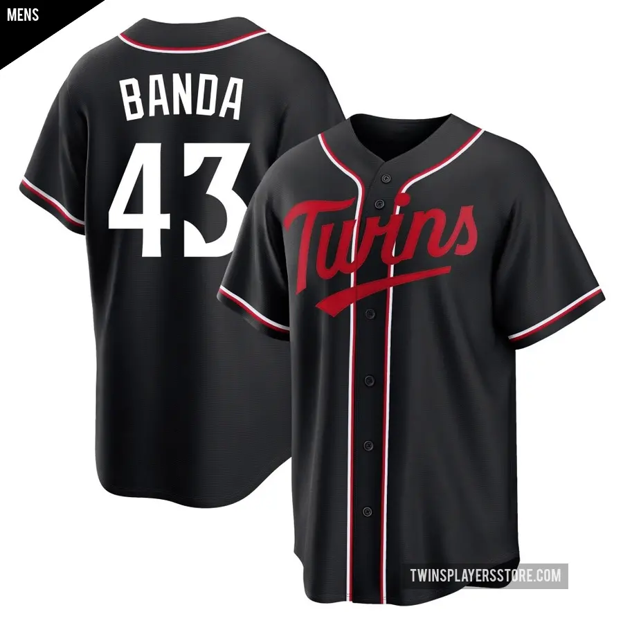 Men's Minnesota Twins ＃43 Anthony Banda Replica Black Fashion Out Jersey