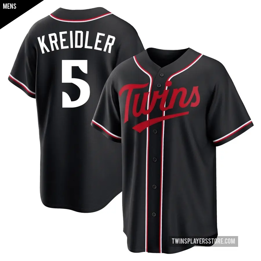 Men's Minnesota Twins ＃5 Ryan Kreidler Replica Black Fashion Out Jersey