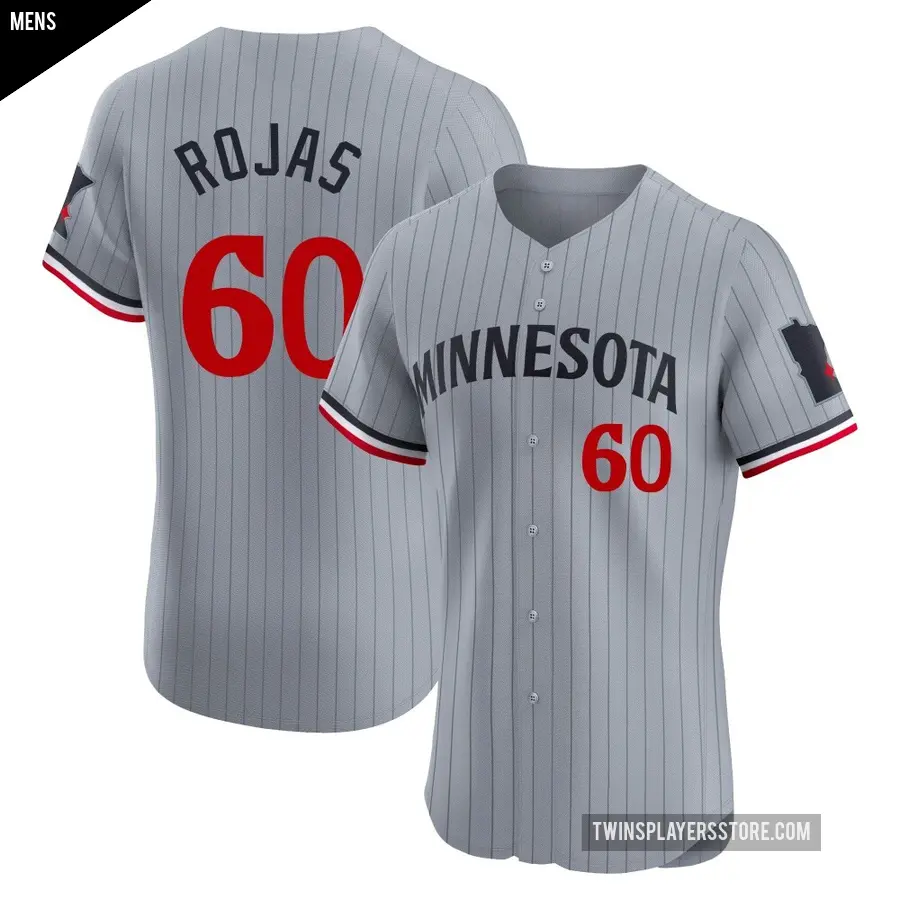 Men's Minnesota Twins ＃60 Kendry Rojas Elite Gray Road Jersey