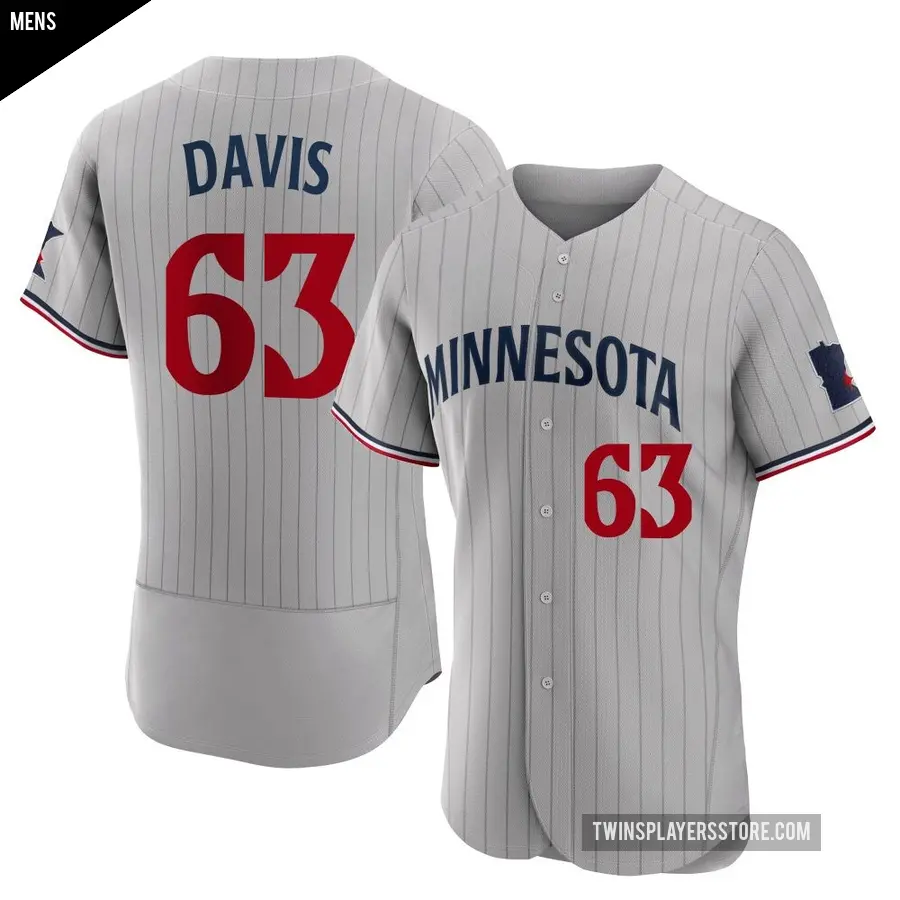 Men's Minnesota Twins ＃63 Noah Davis Authentic Gray Road Jersey