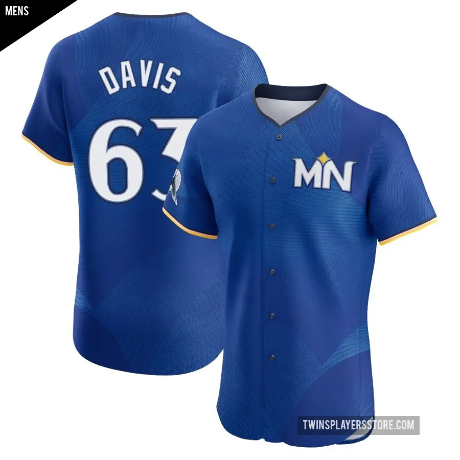 Men's Minnesota Twins ＃63 Noah Davis Elite Royal 2024 City Connect Jersey