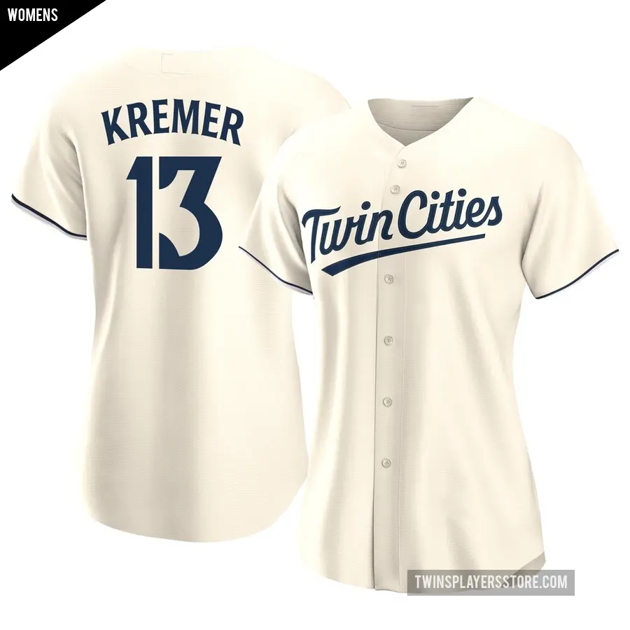 Women's Minnesota Twins ＃13 Dean Kremer Authentic Cream Alternate Jersey