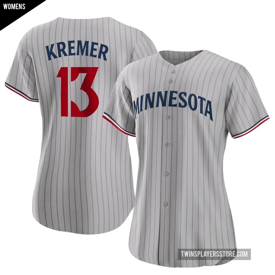 Women's Minnesota Twins ＃13 Dean Kremer Authentic Gray Road Jersey