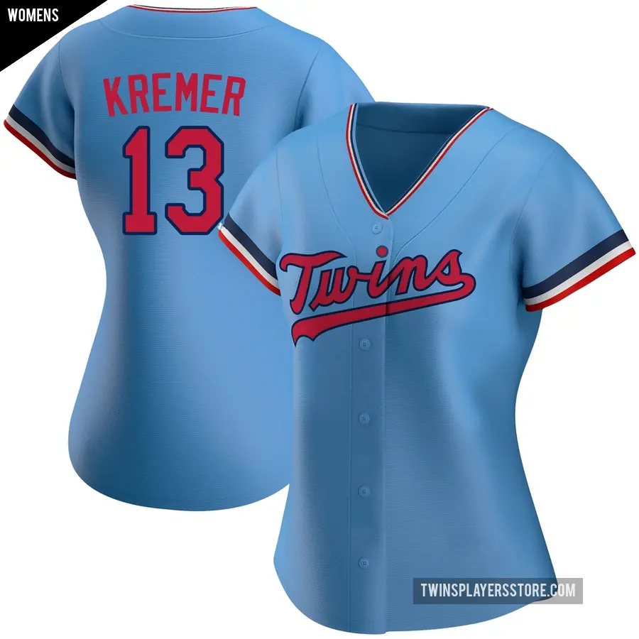 Women's Minnesota Twins ＃13 Dean Kremer Authentic Light Blue Alternate Jersey