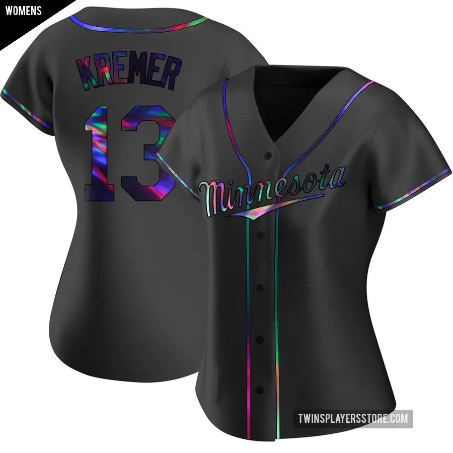 Women's Minnesota Twins ＃13 Dean Kremer Replica Black Holographic Alternate Jersey