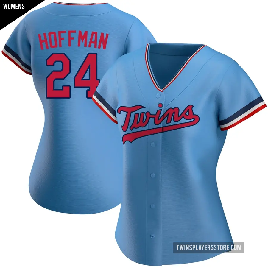 Women's Minnesota Twins ＃24 Jeff Hoffman Authentic Light Blue Alternate Jersey