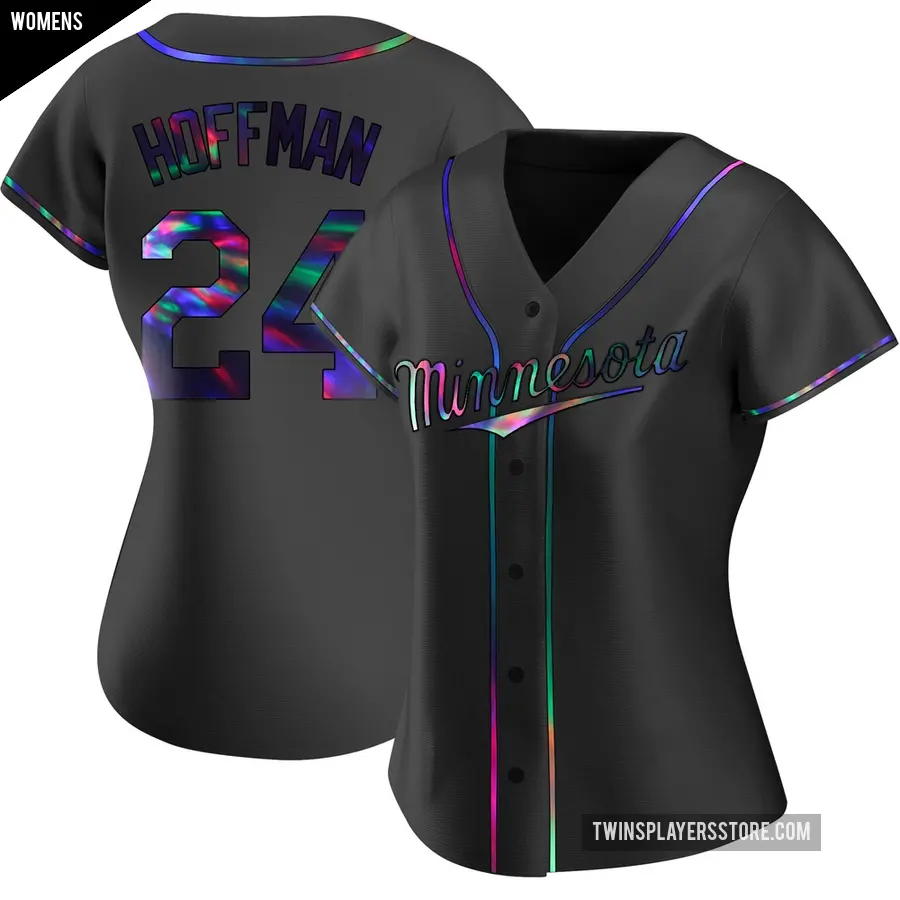 Women's Minnesota Twins ＃24 Jeff Hoffman Replica Black Holographic Alternate Jersey