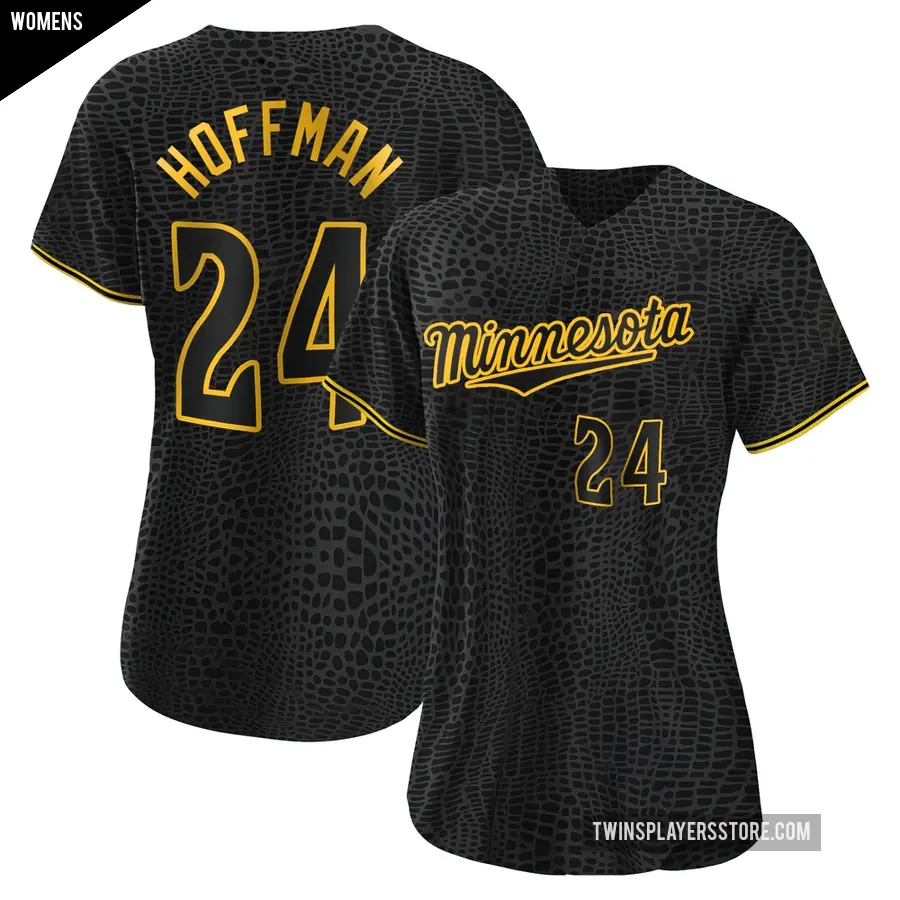 Women's Minnesota Twins ＃24 Jeff Hoffman Replica Black Snake Skin City Jersey