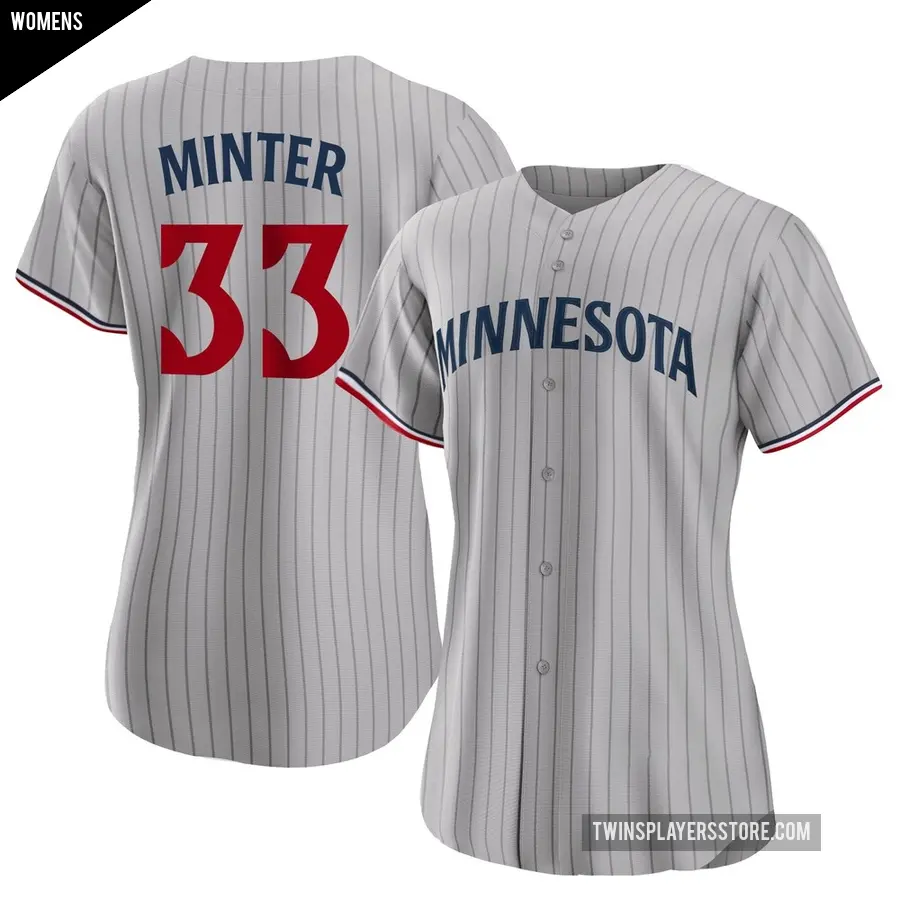 Women's Minnesota Twins ＃33 A.J. Minter Authentic Gray Road Jersey