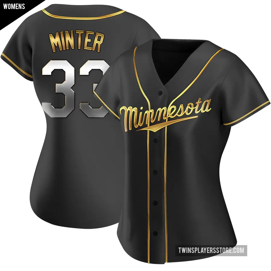 Women's Minnesota Twins ＃33 A.J. Minter Replica Gold Black en Alternate Jersey