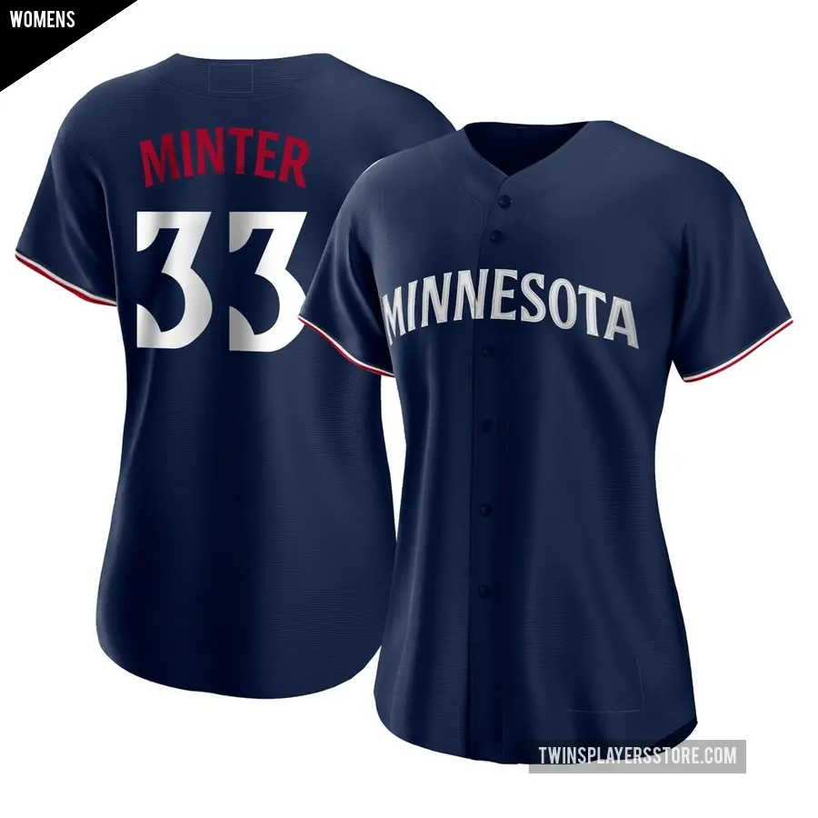 Women's Minnesota Twins ＃33 A.J. Minter Replica Navy Alternate Jersey