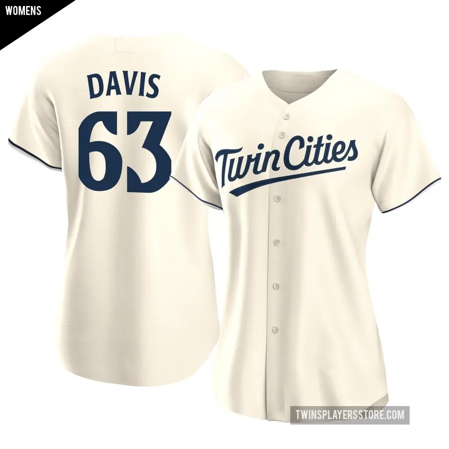 Women's Minnesota Twins ＃63 Noah Davis Authentic Cream Alternate Jersey