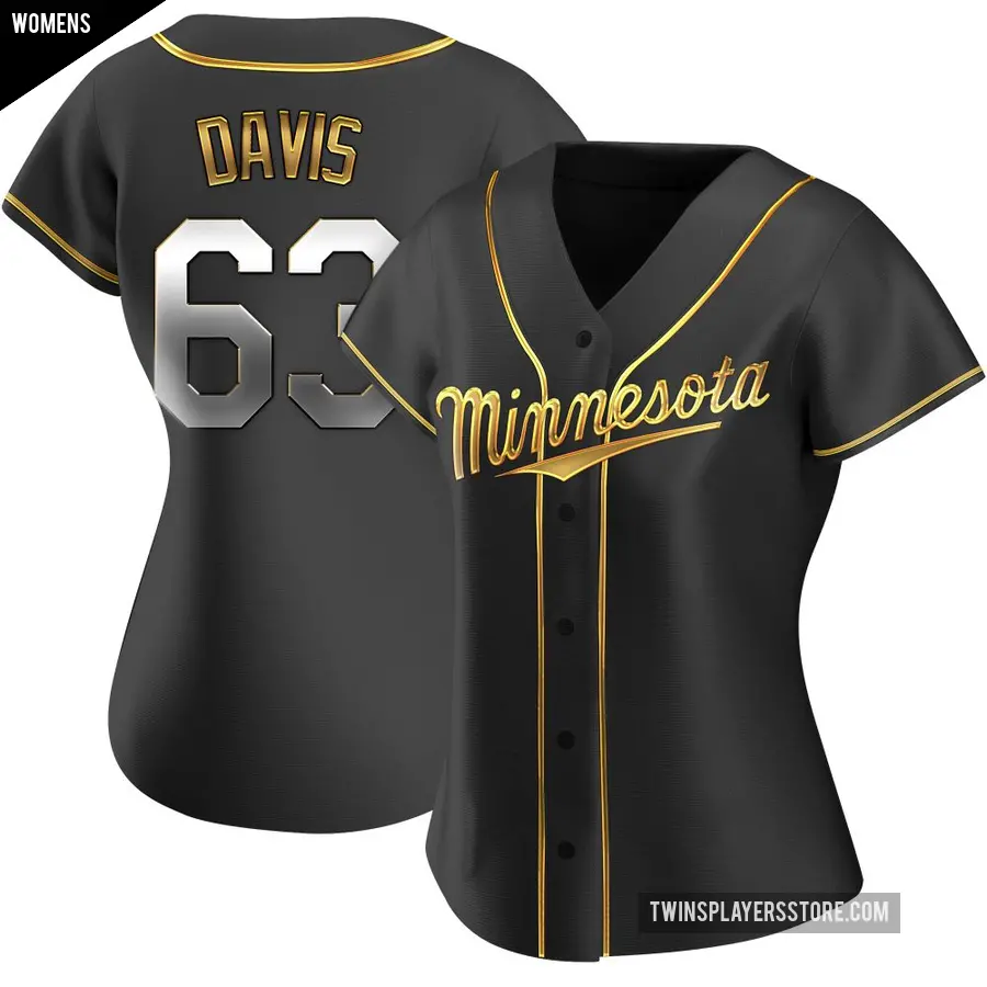 Women's Minnesota Twins ＃63 Noah Davis Replica Gold Black en Alternate Jersey