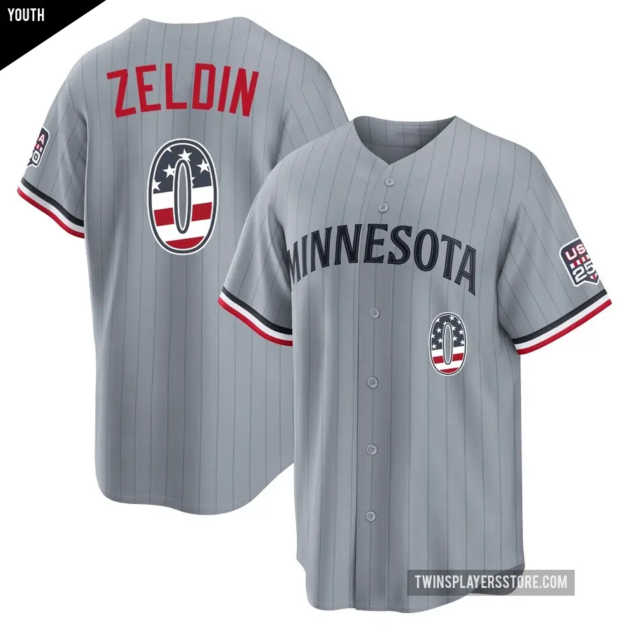 Youth Minnesota Twins ＃0 Brian Zeldin Limited Gray USA 250 Fourth Of July Road Stadium Jersey