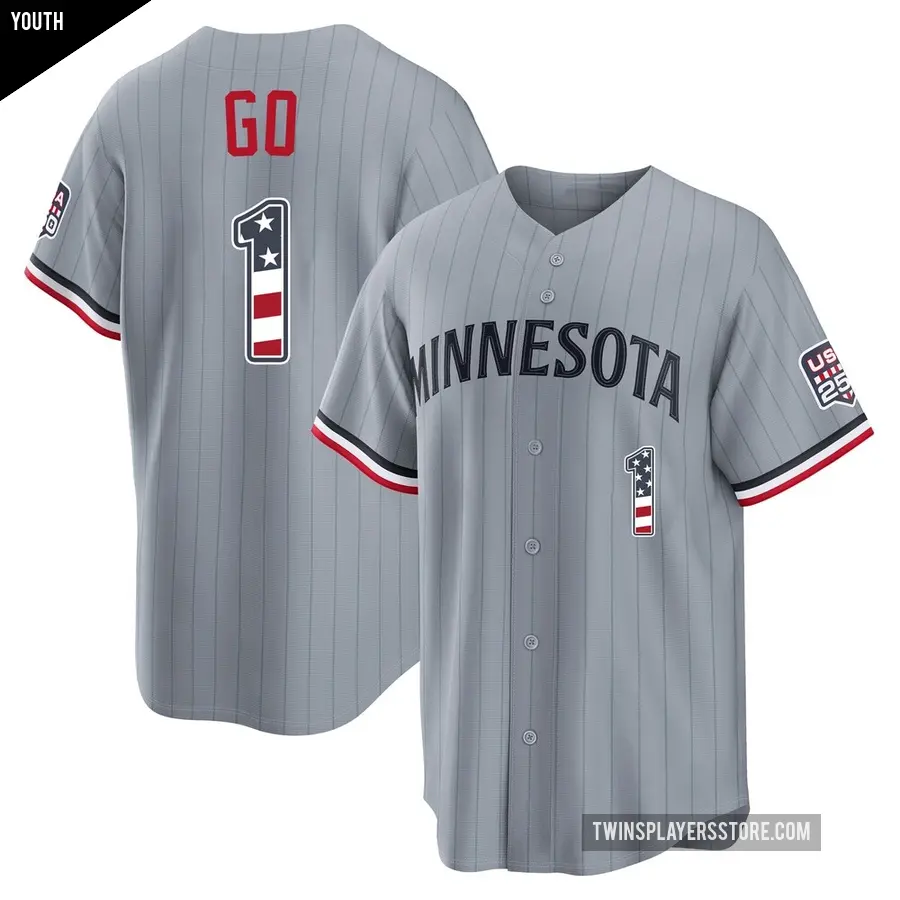 Youth Minnesota Twins ＃1 Woo-Suk Go Limited Gray USA 250 Fourth Of July Road Stadium Jersey
