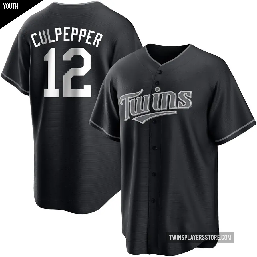 Youth Minnesota Twins ＃12 Kaelen Culpepper Replica Black/White Jersey