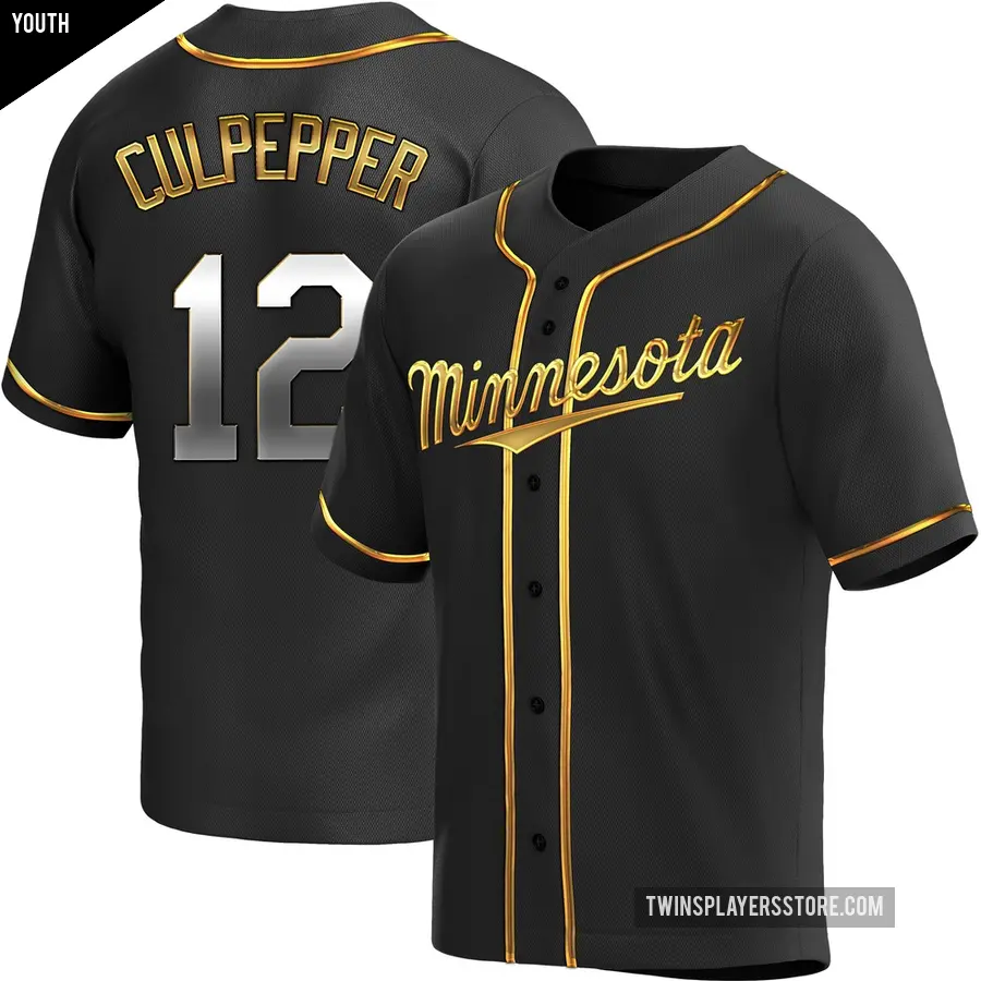 Youth Minnesota Twins ＃12 Kaelen Culpepper Replica Gold Black en Alternate Jersey