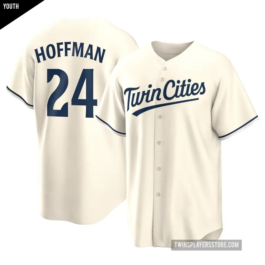 Youth Minnesota Twins ＃24 Jeff Hoffman Replica Cream Alternate Jersey