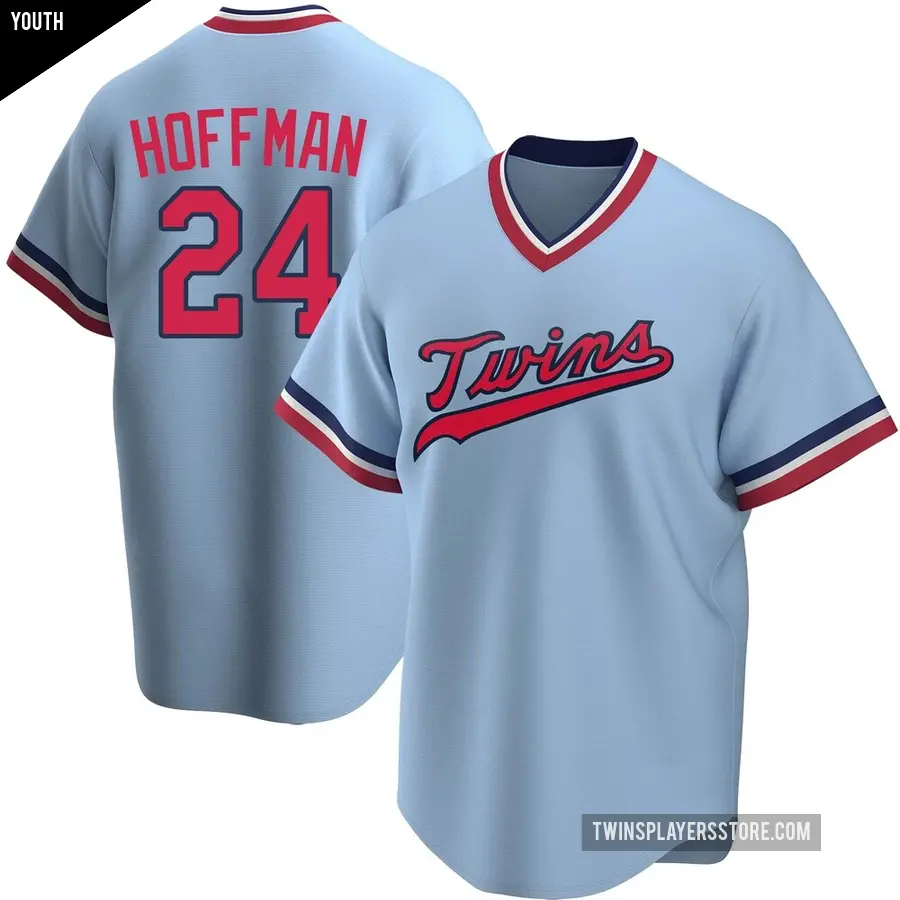 Youth Minnesota Twins ＃24 Jeff Hoffman Replica Light Blue Road Cooperstown Collection Jersey