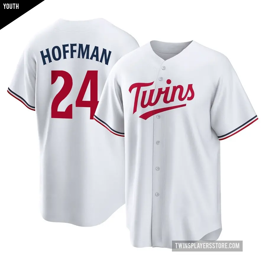 Youth Minnesota Twins ＃24 Jeff Hoffman Replica White Home Jersey