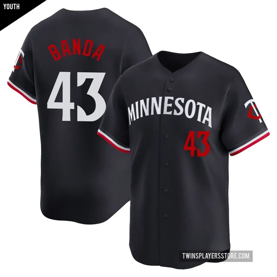 Youth Minnesota Twins ＃43 Anthony Banda Limited Navy Alternate Jersey