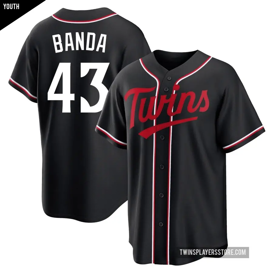 Youth Minnesota Twins ＃43 Anthony Banda Replica Black Fashion Out Jersey