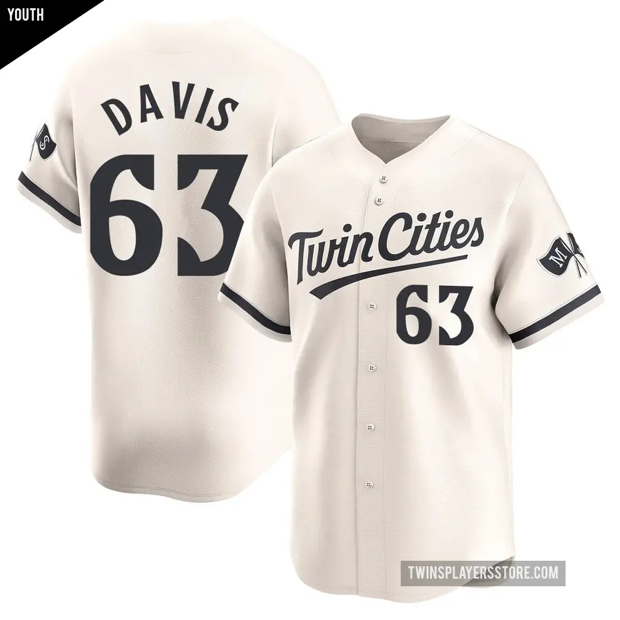 Youth Minnesota Twins ＃63 Noah Davis Limited Cream Alternate Jersey