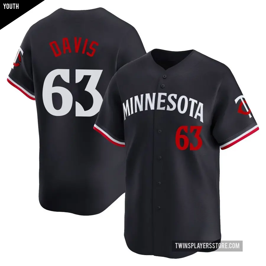 Youth Minnesota Twins ＃63 Noah Davis Limited Navy Alternate Jersey