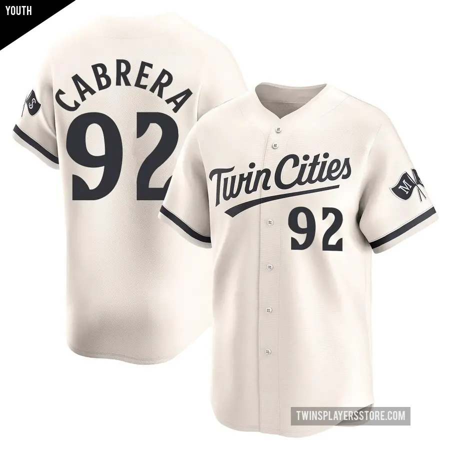 Youth Minnesota Twins ＃92 Genesis Cabrera Limited Cream Alternate Jersey